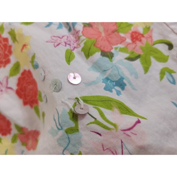 CJ Banks Orange Floral Print Sequin Long Sleeve Button Down Shirt Womens Size XL - Picture 9 of 11